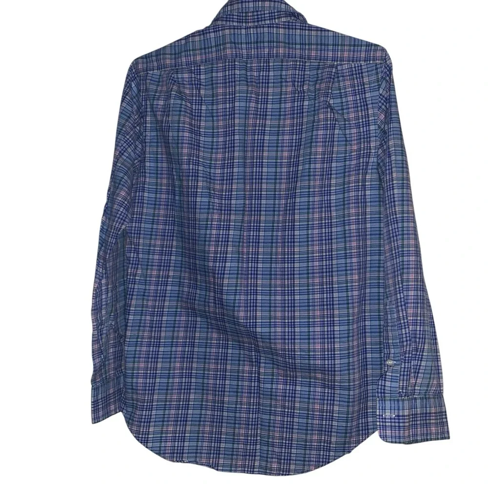 Polo Ralph Lauren Mens Blue Plaid Button Up Shirt Sz S Long Sleeve Cotton EUC - Picture 2 of 7